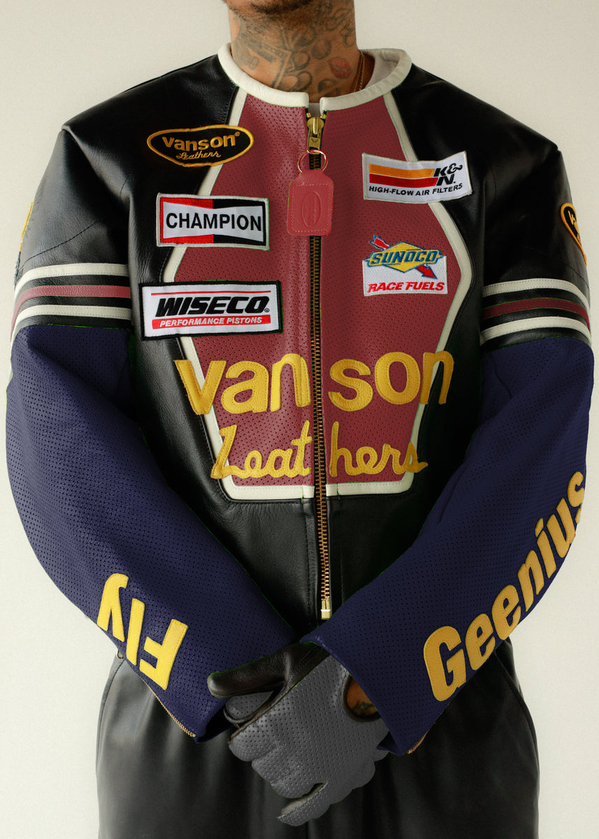 レア　米国製 Vanson Star Leather Bomber JKT　40 FLY GEENIUS X VANSON | STAR JACKET | BLACK-NAVY-RED – FLYGEENIUS