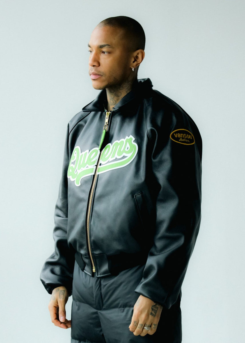 FLY GEENIUS X VANSON | BOMBER JACKET | QUEENS - BLACK – FLYGEENIUS