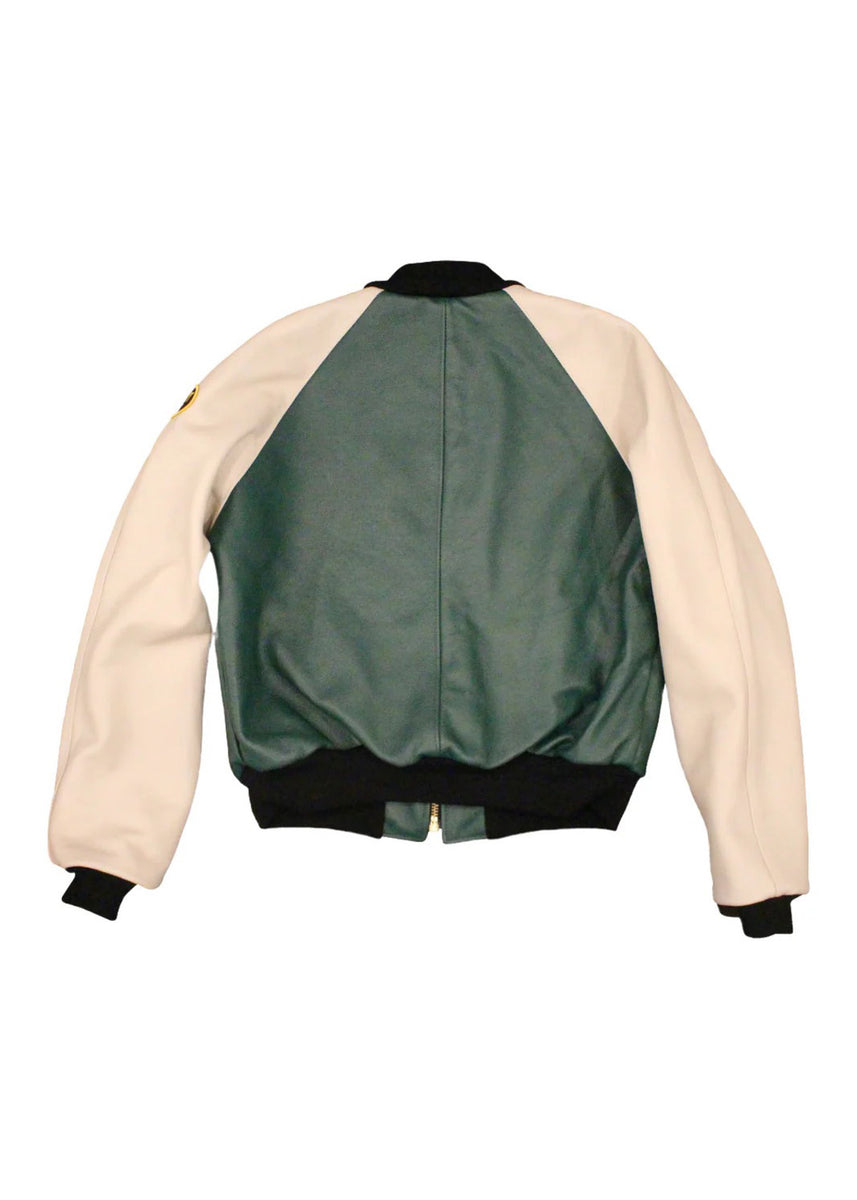 【エビコ】STEVENスティーブンソンスカジャン FLY GEENIUS x VANSON LEATHERS BOMBER JACKET — BONE/GREEN – FLYGEENIUS