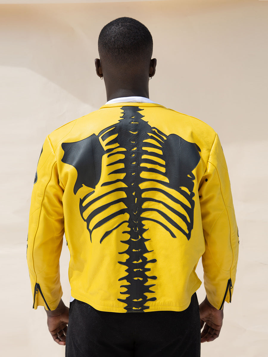 YELLOW BONE WOLVERINE SKELETON LEATHER JACKET (PRODUCTION TIME
