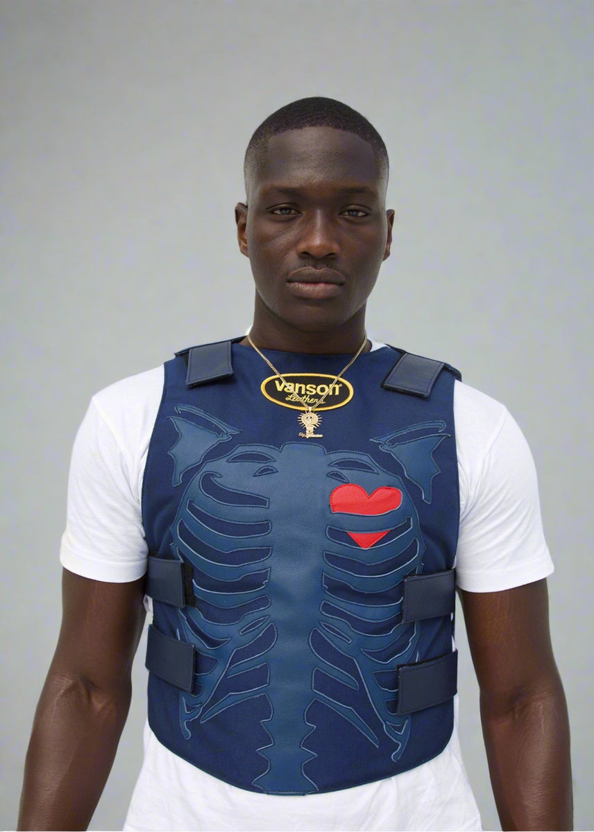 FLY GEENIUS x VANSON LEATHERS SKELETON VEST – NAVY | PRODUCTION: 4
