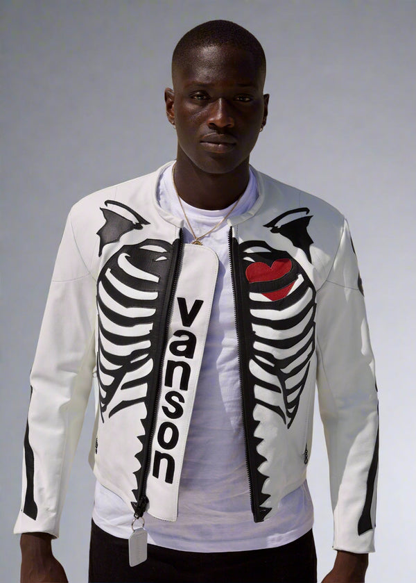 FLY GEENIUS X VANSON | SKELETON JACKET | WHITE