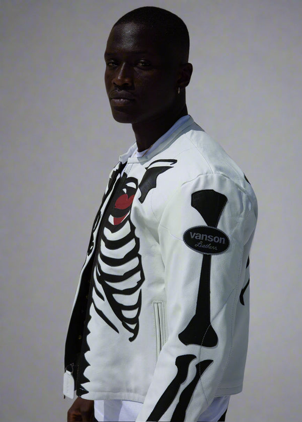 FLY GEENIUS X VANSON | SKELETON JACKET | WHITE