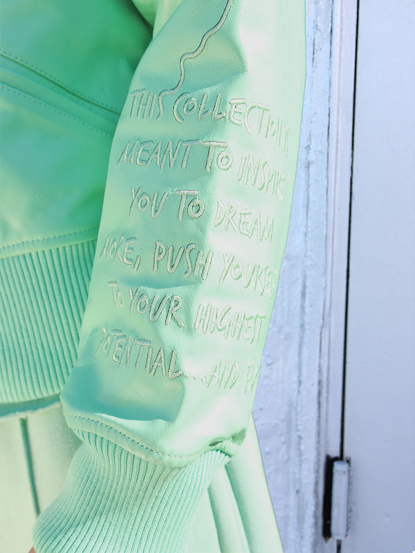 HOT AIR BALLON LEATHER JACKET | MINT GREEN (SUMMER MARKDOWN)