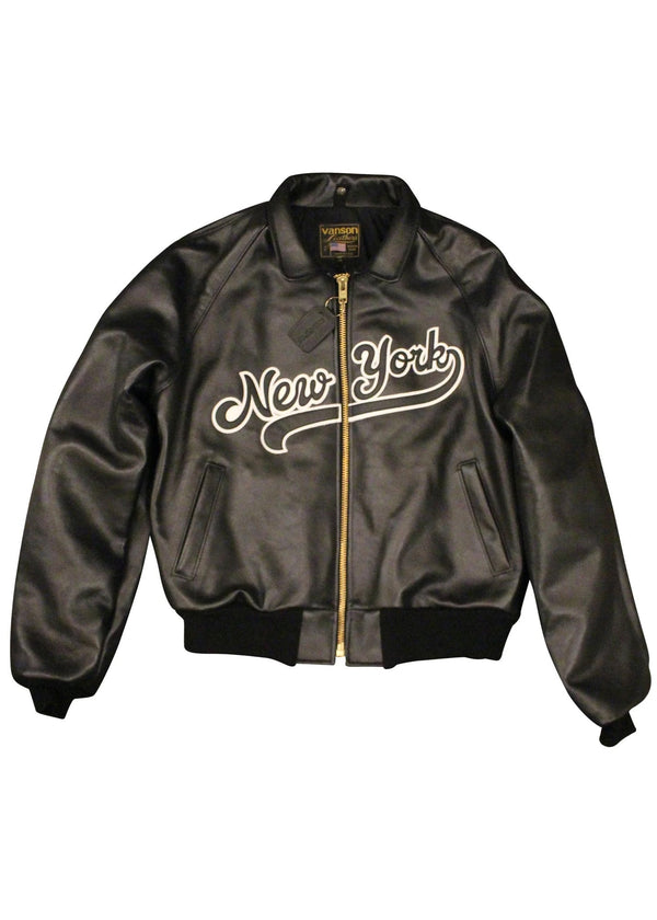 FLY GEENIUS X VANSON BOMBER JACKET NEW YORK BLACK – FLYGEENIUS