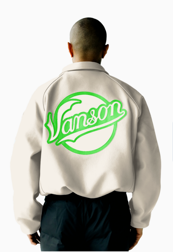 FLY GEENIUS X VANSON | BOMBER JACKET |CUSTOM BONE - KAWASAKI GREEN