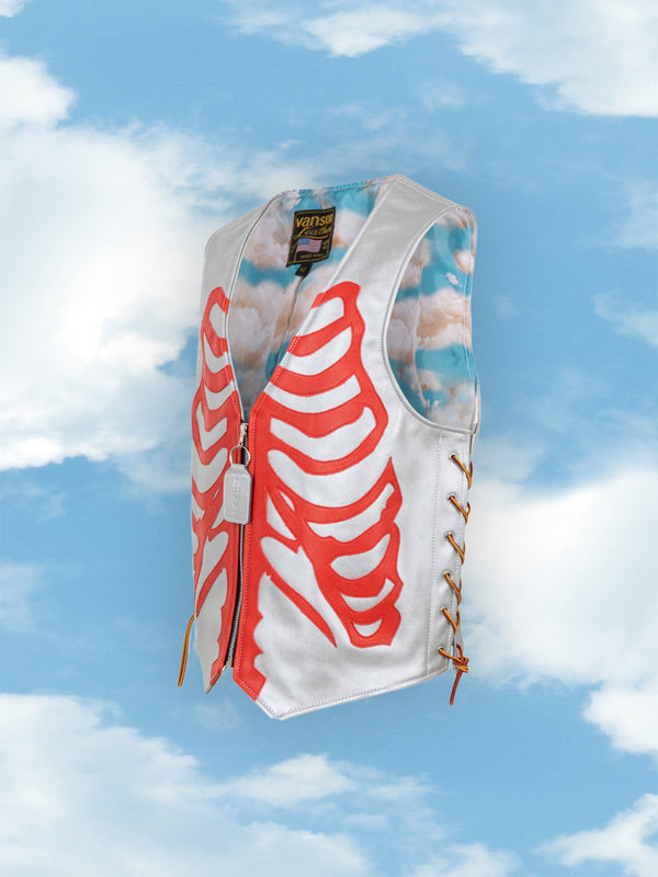 UNISEX SKELETON LEATHER VEST | ALEALI MAY COLLABORATION | STEEL
