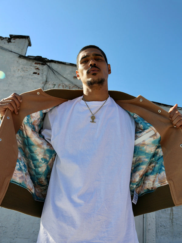 HOT AIR BALLON VARSITY JACKET | SAND