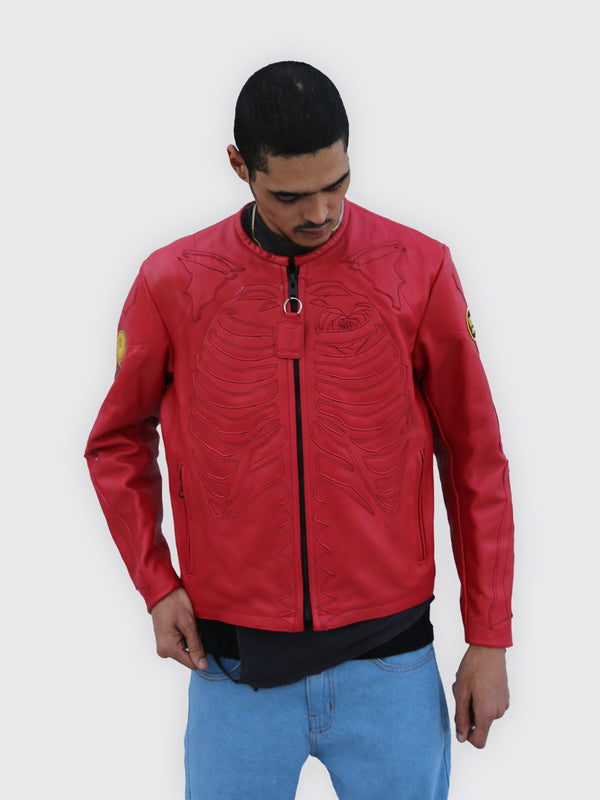 RED BONE SKELETON LEATHER JACKET | TEYANA TAYLOR COLLECTION