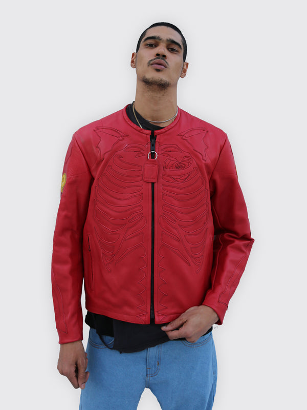 RED BONE SKELETON LEATHER JACKET | TEYANA TAYLOR COLLECTION