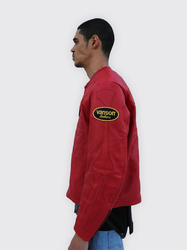 RED BONE SKELETON LEATHER JACKET | TEYANA TAYLOR COLLECTION