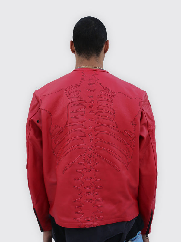 RED BONE SKELETON LEATHER JACKET | TEYANA TAYLOR COLLECTION