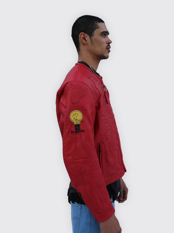 RED BONE SKELETON LEATHER JACKET | TEYANA TAYLOR COLLECTION