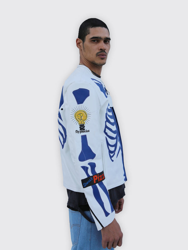 SKELETON LEATHER JACKET | FG & SCARR'S PIZZA