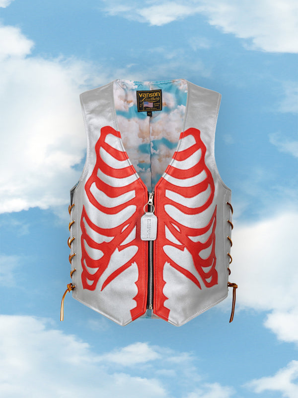 UNISEX SKELETON LEATHER VEST | ALEALI MAY COLLABORATION | STEEL